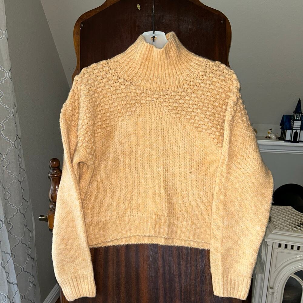 Free People Bradley Pullover sweater soft textured knit orange size small
